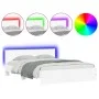Bed frame with headboard and white LED lights 160x200 cm by , Beds and slatted bases - Ref: Foro24-3207595, Price: 194,17 €, ...