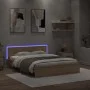 Bettgestell aus Sonoma-Eiche mit Kopfteil und LED-Leuchten, 160 x 200 cm von , Betten und Lattenroste - Ref: Foro24-3207597, ...
