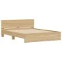 Estructura de cama cabecero y luces LED roble Sonoma 160x200 cm de , Camas y somieres - Ref: Foro24-3207597, Precio: 154,93 €...