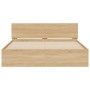 Sonoma oak bed frame with headboard and LED lights 160x200 cm by , Beds and slatted bases - Ref: Foro24-3207597, Price: 157,4...