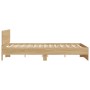 Sonoma oak bed frame with headboard and LED lights 160x200 cm by , Beds and slatted bases - Ref: Foro24-3207597, Price: 157,4...