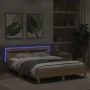 Sonoma oak bed frame with headboard and LED lights 140x190 cm by , Beds and slatted bases - Ref: Foro24-3207562, Price: 158,2...