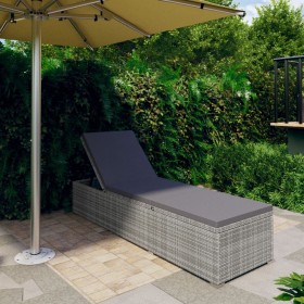Tumbona con cojín de ratán sintético gris de vidaXL, Tumbonas - Ref: Foro24-46220, Precio: 173,16 €, Descuento: %