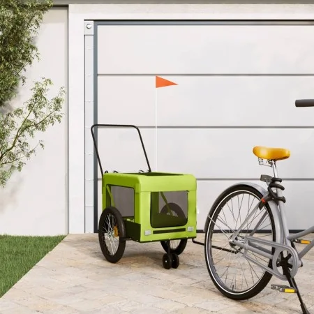 Pet Bicycle Trailer Iron Oxford Cloth Green Black by , pet strollers - Ref: Foro24-93941, Price: 95,64 €, Discount: %