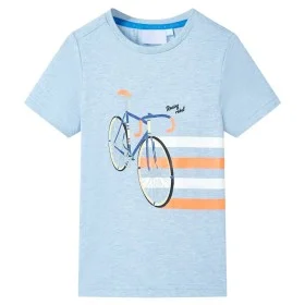 Weiches blaues Melange-Kinder-T-Shirt 116 von , Kinder-T-Shirts - Ref: Foro24-12031, Preis: 8,42 €, Rabatt: %