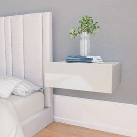 Mesitas noche flotante 2 uds contrachapada blanco 40x30x15 cm