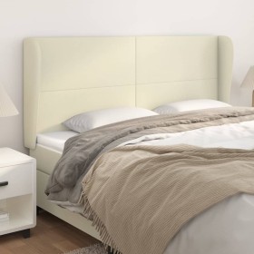 Cabecero con orejas cuero sintético crema 183x23x118/128cm