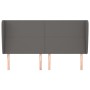 Cabecero con orejas cuero sintético gris 183x23x118/128cm
