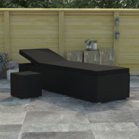 Gartenliege mit Kissen und schwarzem Kunstrattantisch von vidaXL, Liegen - Ref: Foro24-46228, Preis: 163,12 €, Rabatt: %