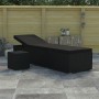 Garden lounger with cushion and black synthetic rattan table by vidaXL, Loungers - Ref: Foro24-46228, Price: 163,12 €, Discou...