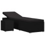 Tumbona de jardín con cojín y mesita ratán sintético negro de vidaXL, Tumbonas - Ref: Foro24-46228, Precio: 161,73 €, Descuen...
