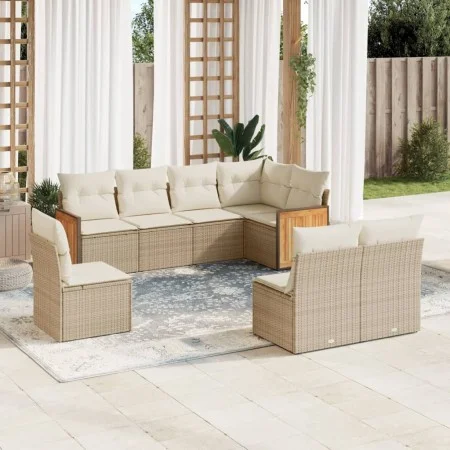 Garden sofa set with beige cushions 8 pcs PE rattan by , Garden sets - Ref: Foro24-3260126, Price: 559,30 €, Discount: %