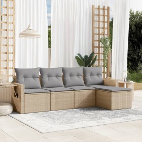 Garden sofa set with cushions 5 pieces beige synthetic rattan by , Garden sets - Ref: Foro24-3252426, Price: 355,80 €, Discou...