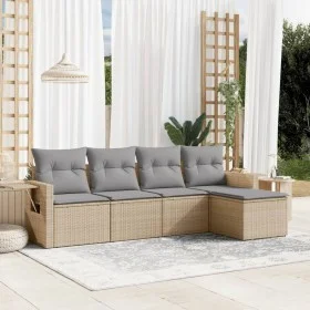 Garden sofa set with cushions 5 pieces beige synthetic rattan by , Garden sets - Ref: Foro24-3252426, Price: 330,27 €, Discou...