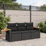 Set de sofás de jardín con cojines 3 pzas ratán sintético negro de , Conjuntos de jardín - Ref: Foro24-3258996, Precio: 266,9...