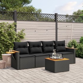 5-teiliges Gartenmöbel-Set und schwarze synthetische Rattankissen von , Gartensets - Ref: Foro24-3259017, Preis: 362,76 €, Ra...