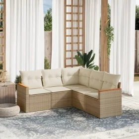 Garden sofa set with cushions 5 pieces beige synthetic rattan by , Garden sets - Ref: Foro24-3258362, Price: 368,22 €, Discou...