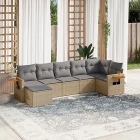 7-piece garden sofa set and beige synthetic rattan cushions by , Garden sets - Ref: Foro24-3259434, Price: 449,97 €, Discount: %