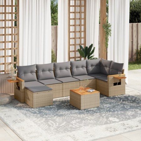 Gartensofa-Set mit beigen Kissen 8 Stück PE-Rattan von , Gartensets - Ref: Foro24-3259441, Preis: 508,84 €, Rabatt: %