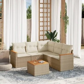 Garden sofa set with cushions 6 pieces beige synthetic rattan by , Garden sets - Ref: Foro24-3258369, Price: 415,28 €, Discou...