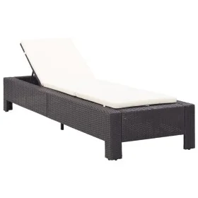 Sun lounger with black synthetic rattan cushion by vidaXL, Loungers - Ref: Foro24-46234, Price: 149,31 €, Discount: %