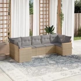 7-teiliges Gartensofa-Set und beigefarbene synthetische Rattankissen von , Gartensets - Ref: Foro24-3258671, Preis: 464,04 €,...