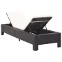 Tumbona con cojín de ratán sintético negro de vidaXL, Tumbonas - Ref: Foro24-46234, Precio: 149,29 €, Descuento: %