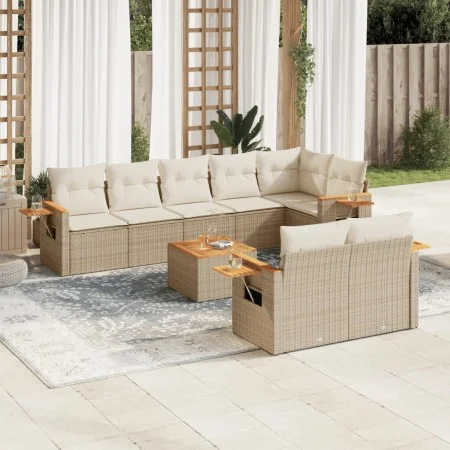 9-teiliges Gartensofa-Set mit beigen synthetischen Rattankissen von , Gartensets - Ref: Foro24-3259398, Preis: 662,96 €, Raba...