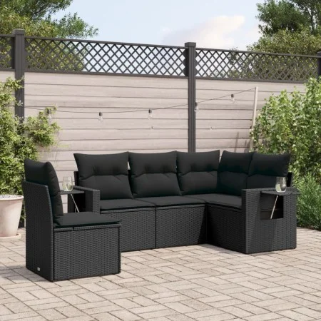 5-piece garden furniture set and black synthetic rattan cushions by , Garden sets - Ref: Foro24-3252502, Price: 377,59 €, Dis...