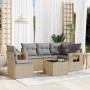 Garden sofa set with cushions 6 pieces beige synthetic rattan by , Garden sets - Ref: Foro24-3252516, Price: 432,55 €, Discou...