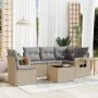 Garden sofa set with cushions 6 pieces beige synthetic rattan by , Garden sets - Ref: Foro24-3252516, Price: 424,60 €, Discou...