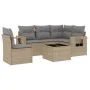 Garden sofa set with cushions 6 pieces beige synthetic rattan by , Garden sets - Ref: Foro24-3252516, Price: 424,60 €, Discou...