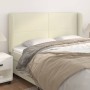 Cabecero con orejas cuero sintético crema 203x23x118/128 cm