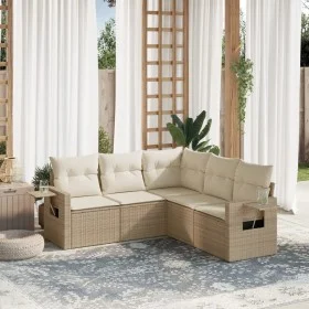 Garden sofa set with cushions 5 pieces beige synthetic rattan by , Garden sets - Ref: Foro24-3252485, Price: 401,26 €, Discou...