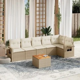 7-piece garden sofa set and beige synthetic rattan cushions by , Garden sets - Ref: Foro24-3256905, Price: 506,05 €, Discount: %