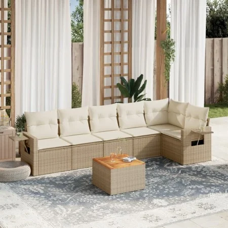 7-piece garden sofa set and beige synthetic rattan cushions by , Garden sets - Ref: Foro24-3256905, Price: 506,05 €, Discount: %