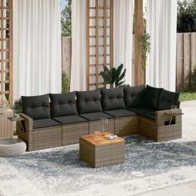 7-teiliges Gartensofa-Set mit grauen PE-Rattan-Kissen von , Gartensets - Ref: Foro24-3256907, Preis: 451,72 €, Rabatt: %