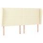 Cabecero con orejas cuero sintético crema 203x23x118/128 cm