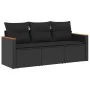 Gartensofa-Set mit Kissen, 3-teilig, schwarzes synthetisches Rattan von , Gartensets - Ref: Foro24-3258156, Preis: 228,98 €, ...