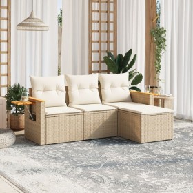 Garden sofa set with cushions 4 pieces beige synthetic rattan by , Garden sets - Ref: Foro24-3259146, Price: 317,29 €, Discou...