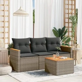 4-piece garden sofa set and gray synthetic rattan cushions by , Garden sets - Ref: Foro24-3258168, Price: 235,04 €, Discount: %