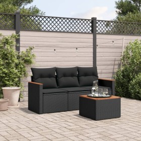 Juego de sofás jardín 4 pzas con cojines ratán sintético negro de , Conjuntos de jardín - Ref: Foro24-3258163, Precio: 277,99...