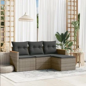 4-piece garden sofa set and gray synthetic rattan cushions by , Garden sets - Ref: Foro24-3258308, Price: 244,40 €, Discount: %