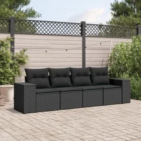 4-piece garden sofa set with black synthetic rattan cushions by , Garden sets - Ref: Foro24-3254612, Price: 293,30 €, Discoun...