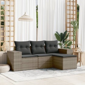 4-piece garden sofa set and gray synthetic rattan cushions by , Garden sets - Ref: Foro24-3254807, Price: 272,44 €, Discount: %