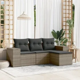 Set de sofás de jardín 4 pzas y cojines ratán sintético gris de , Conjuntos de jardín - Ref: Foro24-3254807, Precio: 272,84 €...