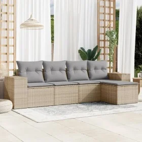 Gartensofa-Set mit Kissen, 5-teilig, beiges synthetisches Rattan von , Gartensets - Ref: Foro24-3254826, Preis: 350,46 €, Rab...