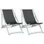 Folding beach chairs 2 units aluminum and black textilene by , Garden chairs - Ref: Foro24-360168, Price: 103,99 €, Discount: %