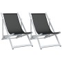 Klappbare Strandkörbe 2 Einheiten aus Aluminium und schwarzem Textilene von , Gartenstühle - Ref: Foro24-360168, Preis: 99,56...