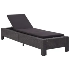 Tumbona con cojín de ratán sintético negro de vidaXL, Tumbonas - Ref: Foro24-46237, Precio: 157,34 €, Descuento: %